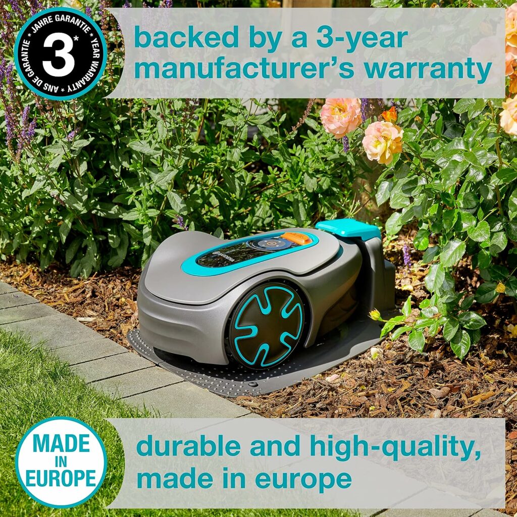 Gardena Sileno Minimo Robotmaaier Programmeerbaar met bluetooth-app, maait automatisch en streepvrij oppervlakken tot 250 m², stille robotmaaier die zich aanpast aan de grasgroei (15201-20)