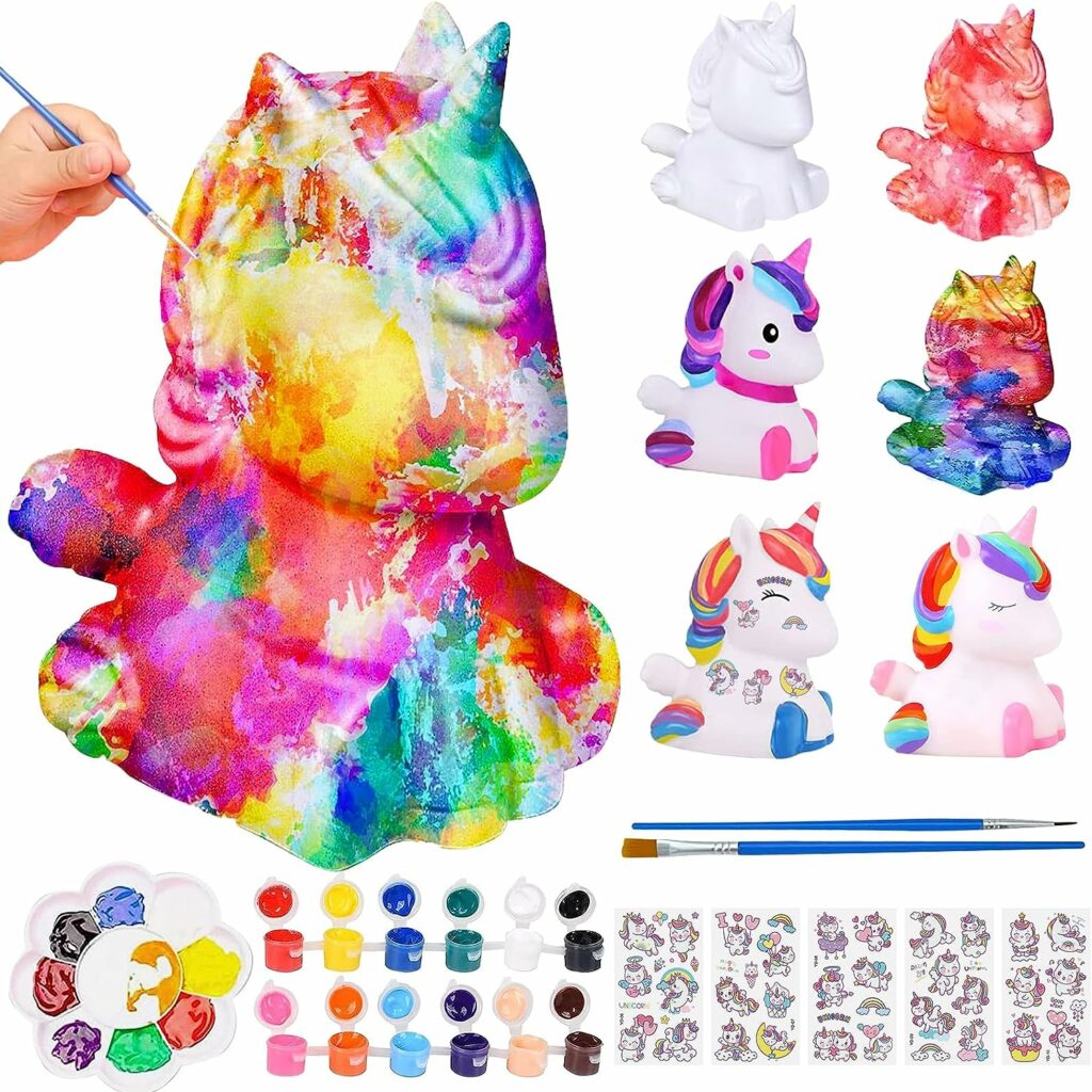 ONLYFUN Set di pittura unicorno fai da te - Regalo perfetto per ragazze e compleanni, lampada unicorno 3D per dipingere e come luce notturna, giocattolo e regalo ideale per bambini dai 3 ai 12 anni
