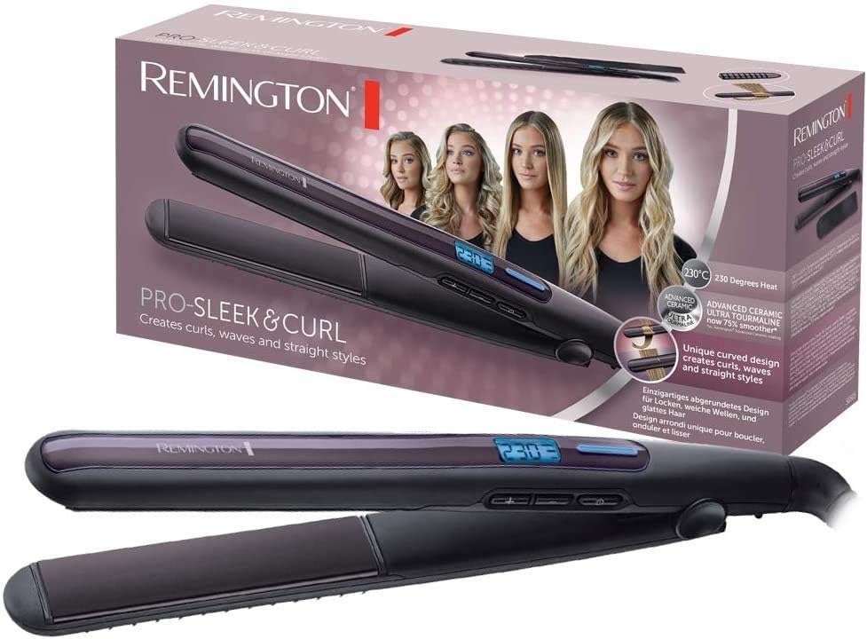 Remington Stijltang Pro Sleek Curl (Haar Krullen met Stijltang, Steilen En Krullen, Afgeronde platen, 2-in-1-stijltang) S6505