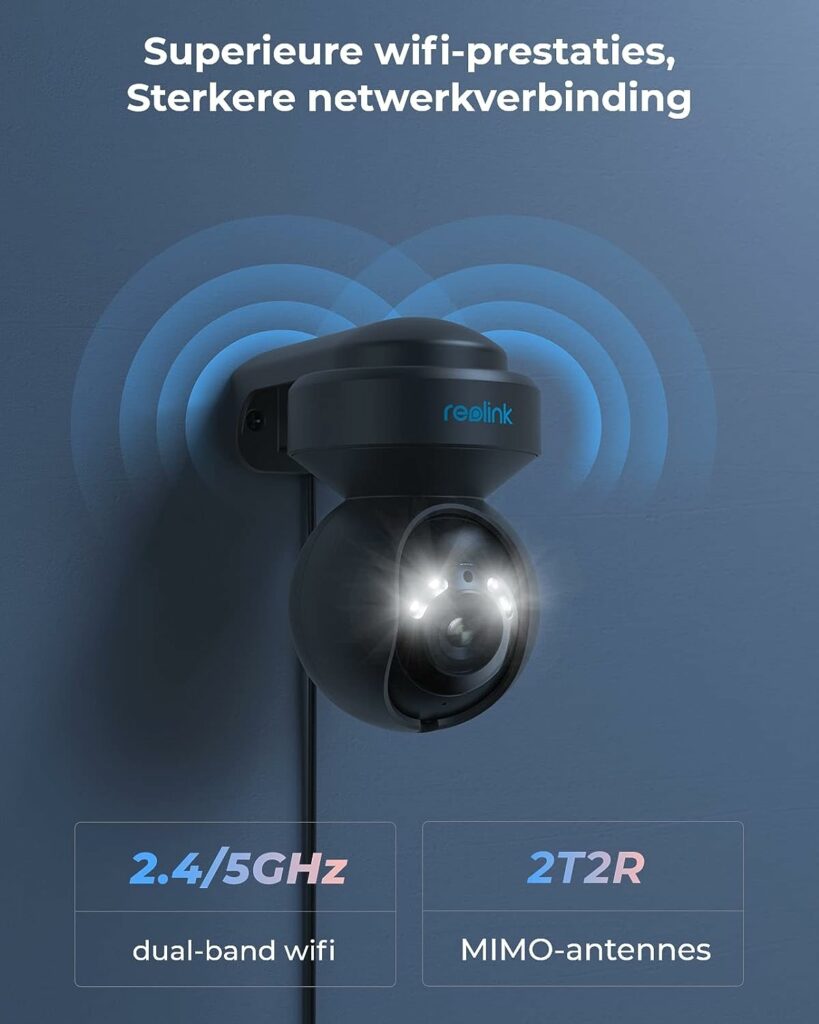Reolink 5MP PTZ 3x optische zoom Buiten WiFi-beveiligingscamera 2,4/5GHz WiFi-camera spotlight en nachtvisie in kleur automatisch traceren persoon voertuigdetectie, E1 Outdoor zwart