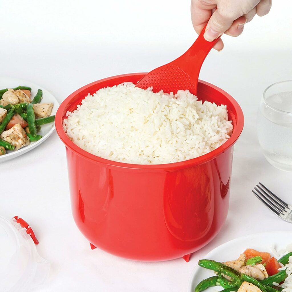 Sistema Microwave rijstkoker | 2,6 l | vaatwasmachinebestendig kleine rijstkoker | BPA-vrij | rood