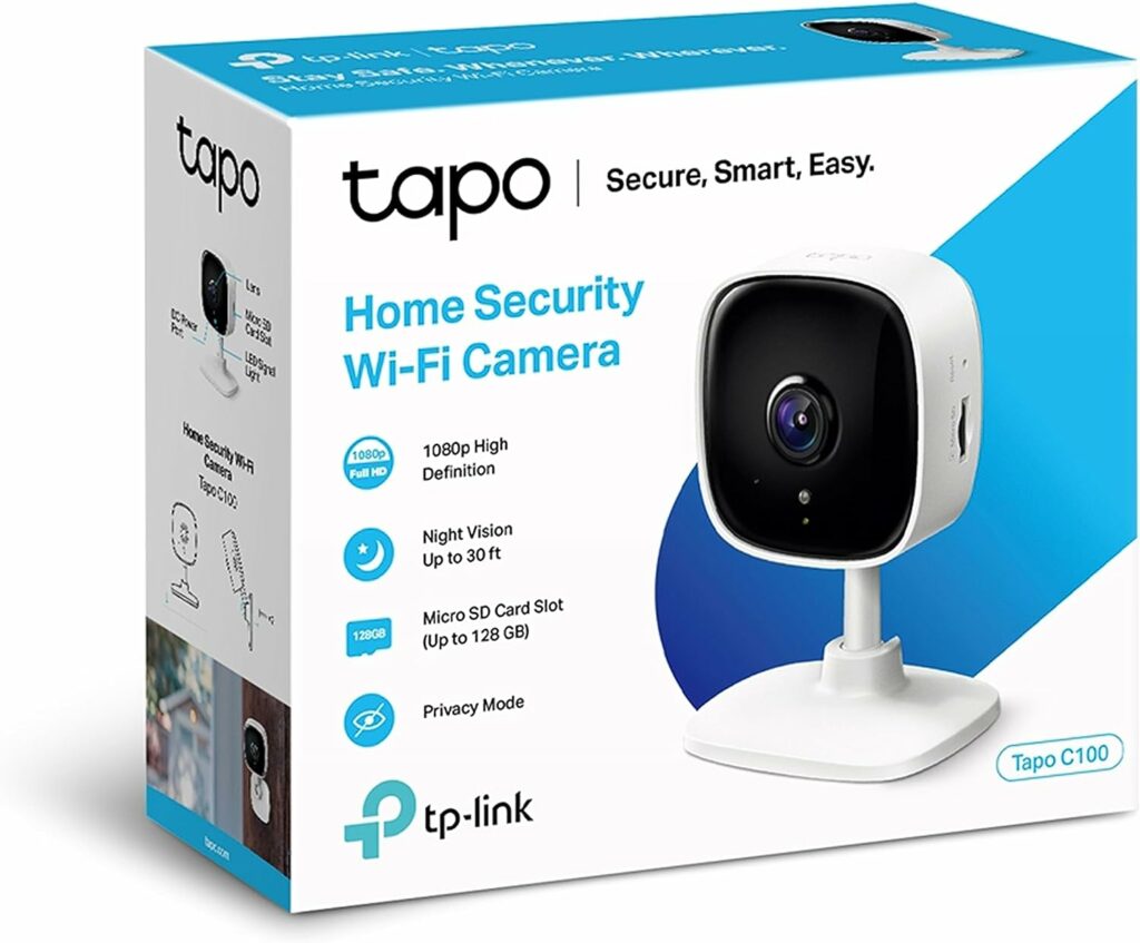 TP-Link Tapo C100 IP-beveiligingscamera voor binnen 1920 x 1080 Pixels Tapo C100, IP-beveiligingscamera, Binnen, Draadloos, RCC, CE, Wit, 105°