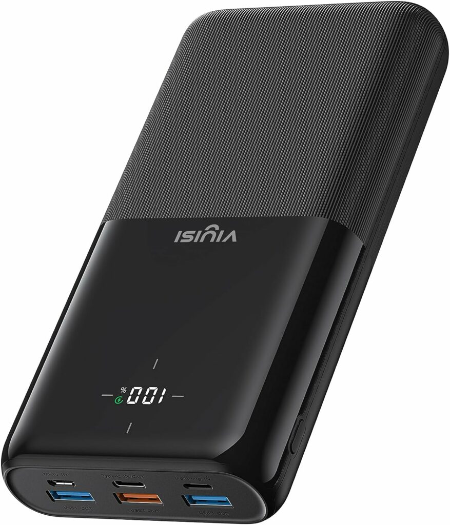 VIYISI Power Bank 30000mAh, snel opladen PD 22,5W QC 3.0, met 3 ingangen en 4 uitgangen, externe batterij LED, USB C draagbare batterij compatibel met iPhone, Samsung, Huawei, tablet en nog veel meer