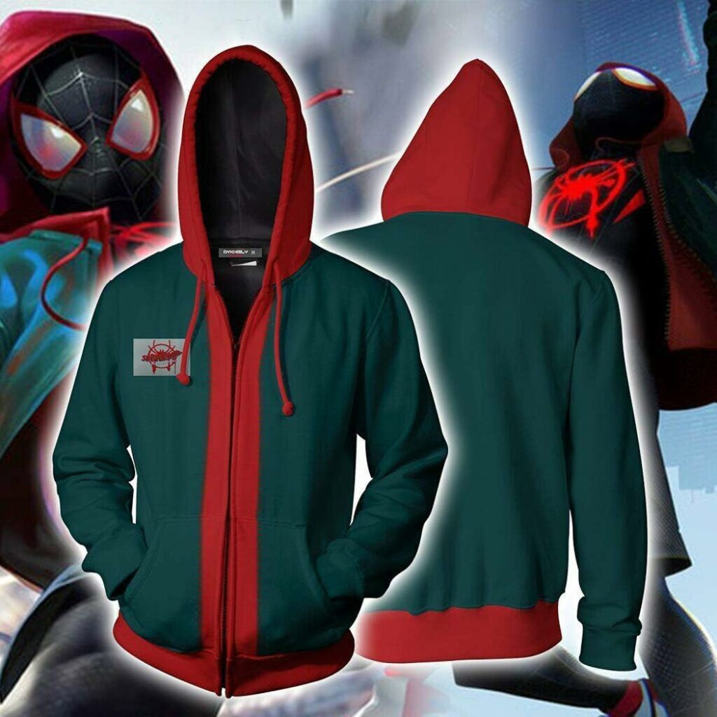 Miles Morales Spider Man Hooded Sweatshirt Kostuum voor kinderen of Volwassen Spiderman Kostuum Pak, Spiderman Kostuum Suit Halloween Carnaval Cosplay