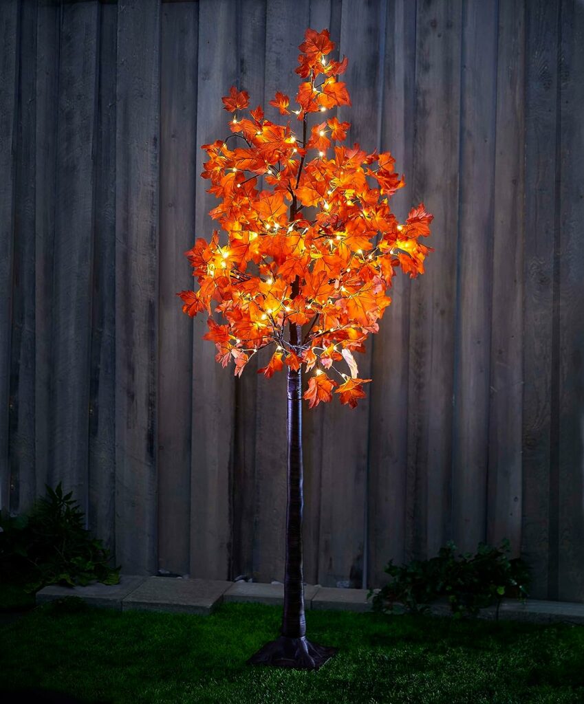 Northpoint LED herfstboom herfstdecoratie lichtboom in esdoornlook binnen en buiten | 120 warmwitte leds | 180 cm hoog | elastische takken | timerfunctie | IP44 spatwaterdicht