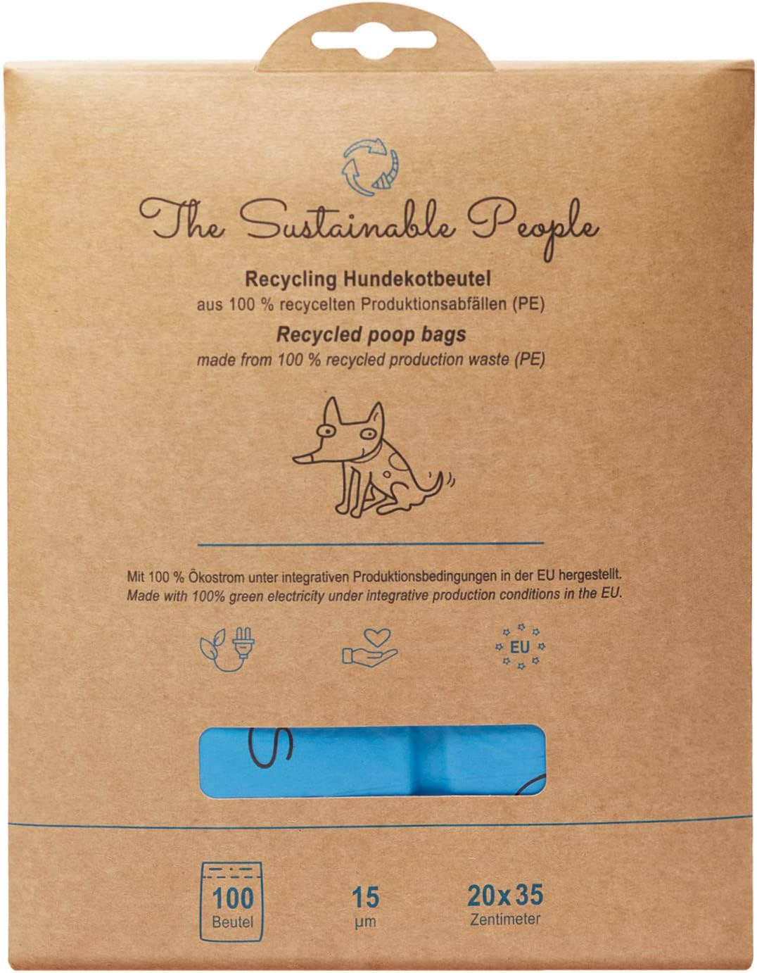 The Sustainable People 360 TSP Recycling hondenpoepzakjes - gemaakt van minstens 80% post-consumer materiaal (PE) - groot, dik (15 µm), lekvrij