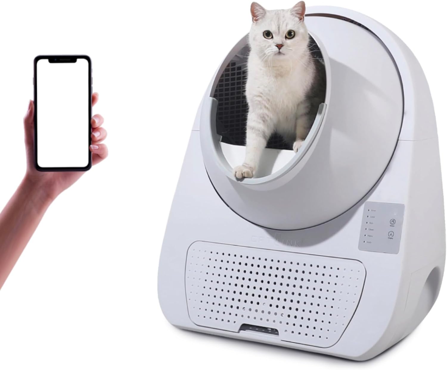 ComfyCat Ultimate, premium automatische kattenbak, maak je leven gemakkelijker met een zelfreinigende kattenbak, steriele kattenbak met app-bediening, wit